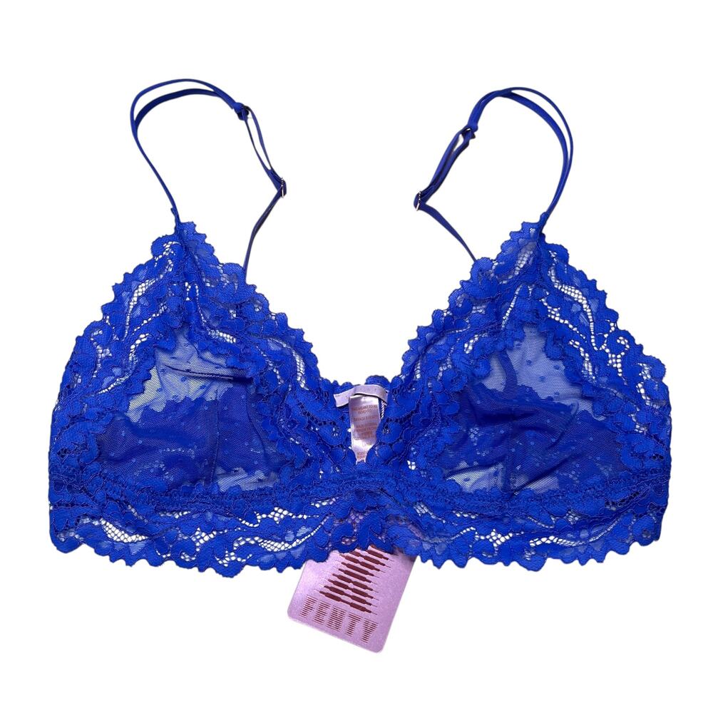 Savage X Fenty Dotted Mesh Bralette Blue Cyber Cafe Size Large